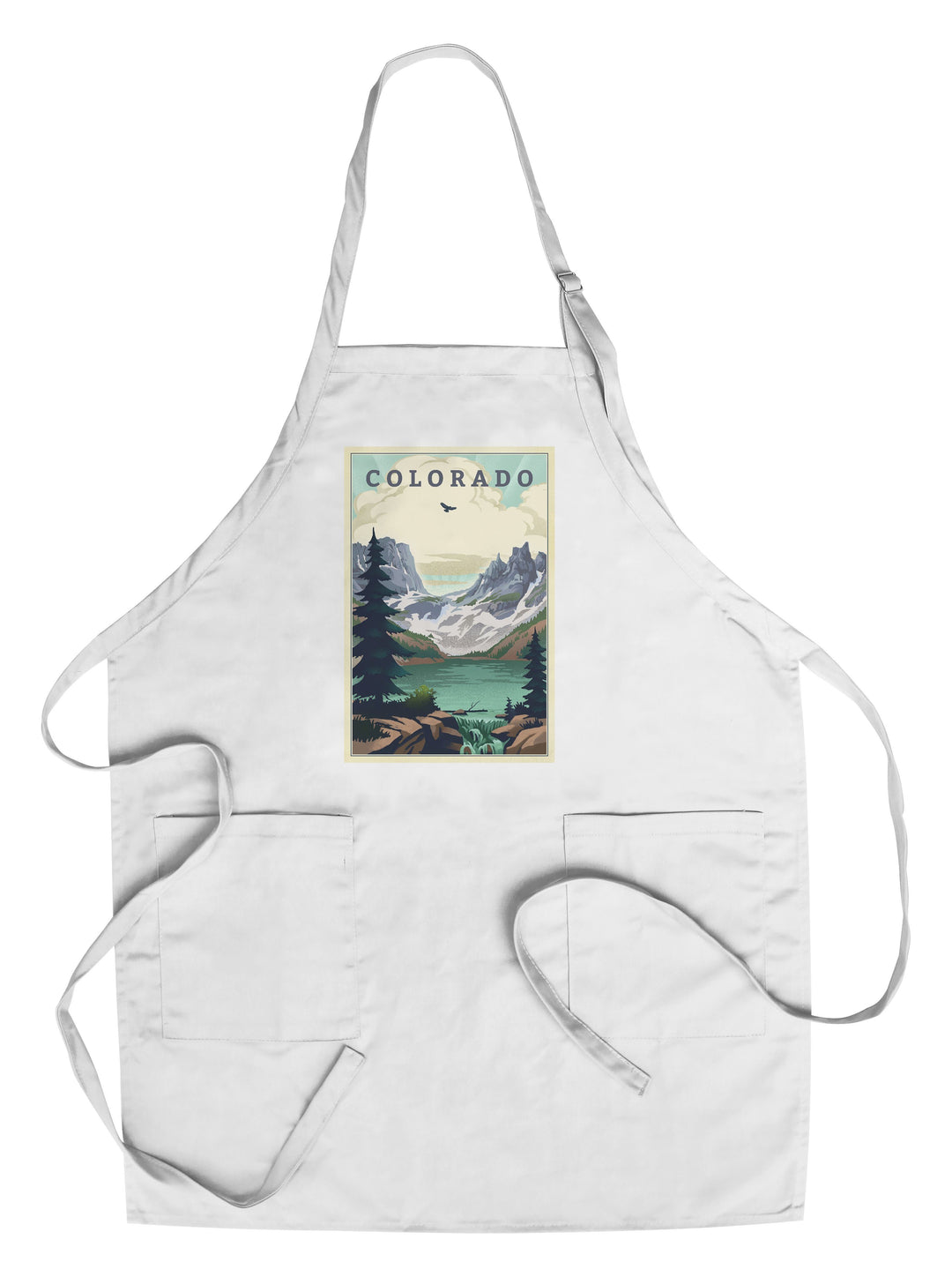 Colorado, Lake, Lithograph, Lantern Press Artwork, Towels and Aprons Kitchen Lantern Press Chef's Apron 