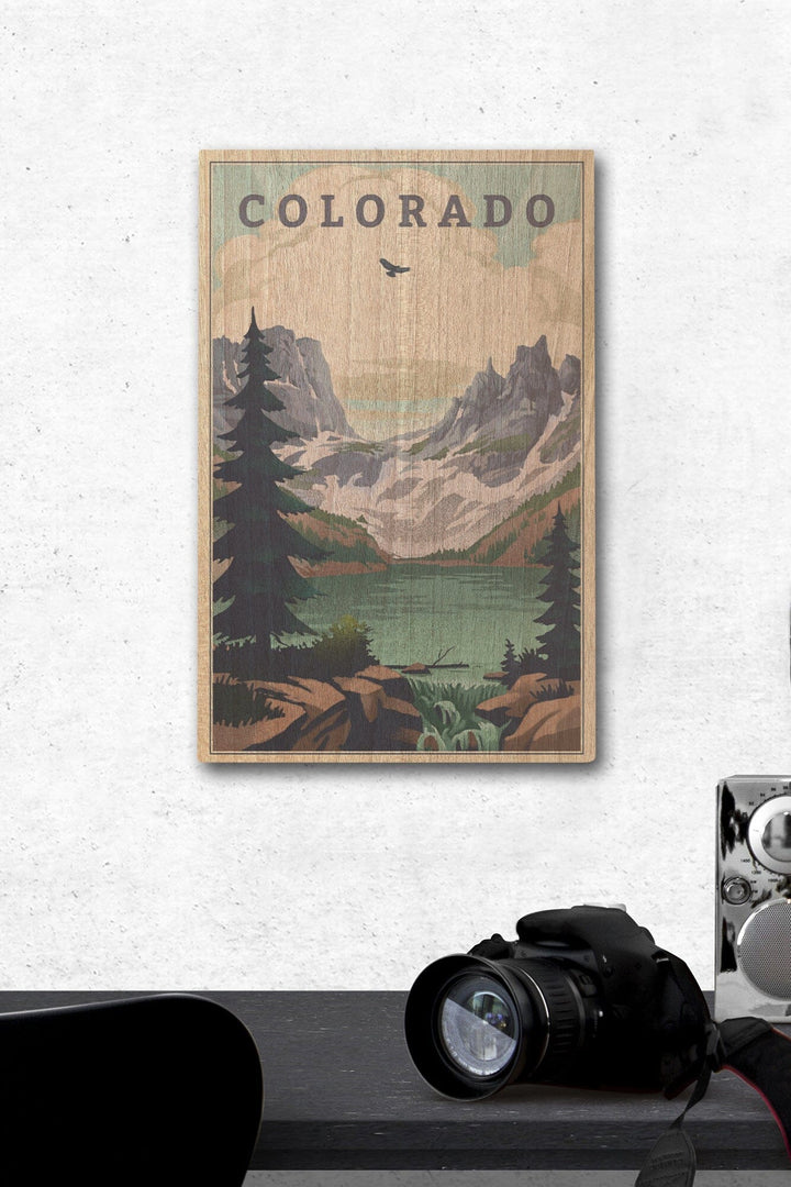 Colorado, Lake, Lithograph, Lantern Press Artwork, Wood Signs and Postcards Wood Lantern Press 12 x 18 Wood Gallery Print 