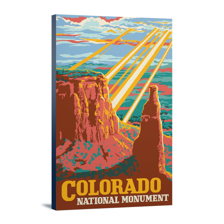Colorado National Monument, Explorer Series, Lantern Press Artwork, Stretched Canvas Canvas Lantern Press 16x24 Stretched Canvas 