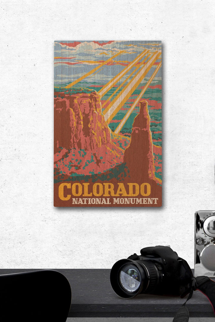 Colorado National Monument, Explorer Series, Lantern Press Artwork, Wood Signs and Postcards Wood Lantern Press 12 x 18 Wood Gallery Print 
