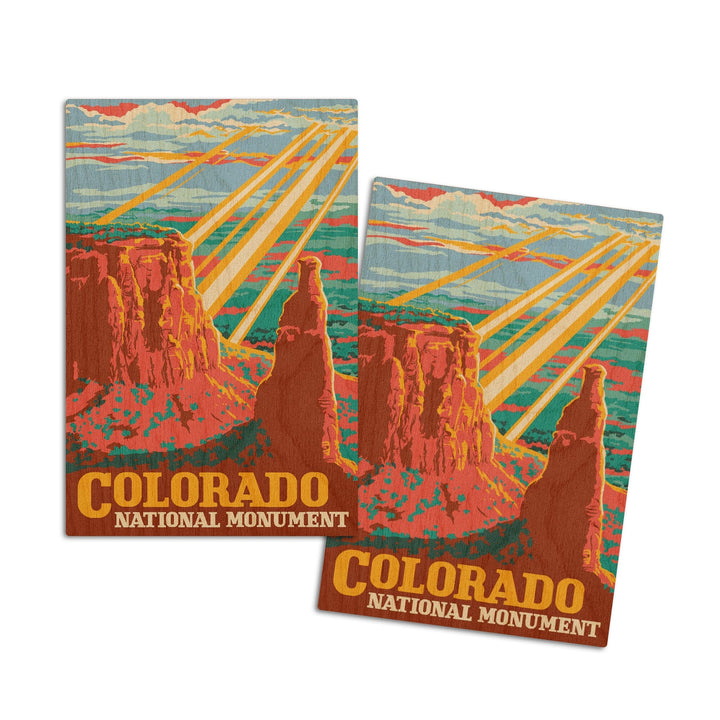 Colorado National Monument, Explorer Series, Lantern Press Artwork, Wood Signs and Postcards Wood Lantern Press 4x6 Wood Postcard Set 