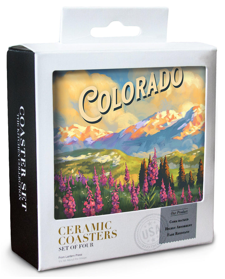 Colorado, Oil Painting, Lantern Press Artwork, Coaster Set Coasters Lantern Press 