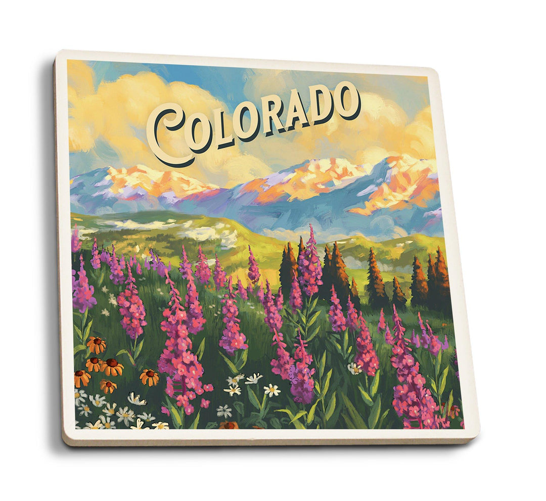 Colorado, Oil Painting, Lantern Press Artwork, Coaster Set Coasters Lantern Press 
