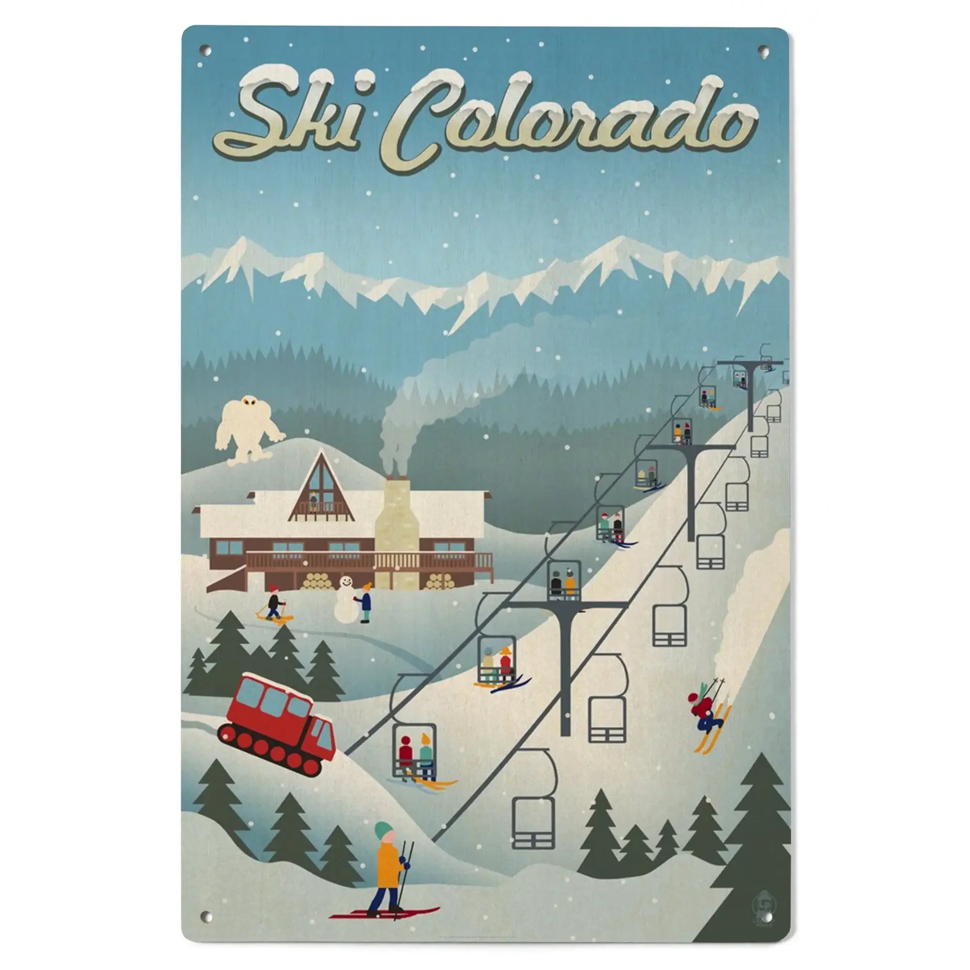 Colorado, Retro Ski Resort, Lantern Press Artwork wood signs and