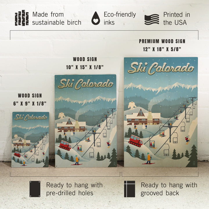 Colorado, Retro Ski Resort, Lantern Press Artwork, Wood Signs and Postcards Wood Lantern Press 