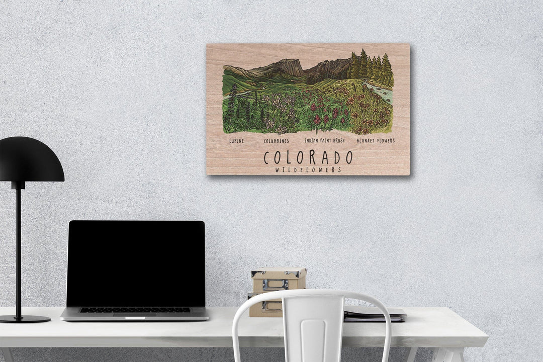 Colorado, Rockies Wildflowers, Lantern Press Artwork, Wood Signs and Postcards Wood Lantern Press 12 x 18 Wood Gallery Print 
