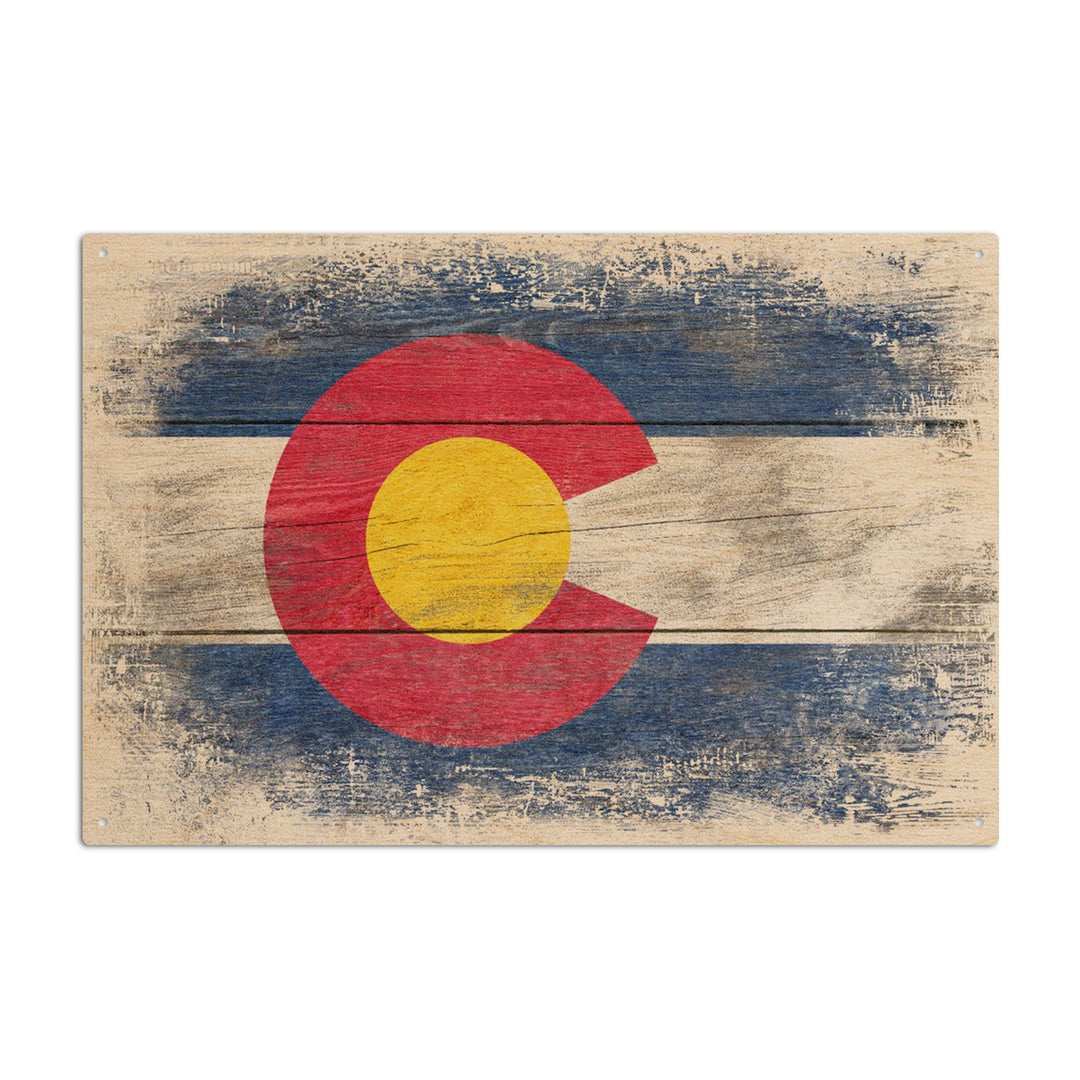 Colorado, State Flag, Rustic, Contour, Lantern Press Artwork, Wood Signs and Postcards Wood Lantern Press 10 x 15 Wood Sign 