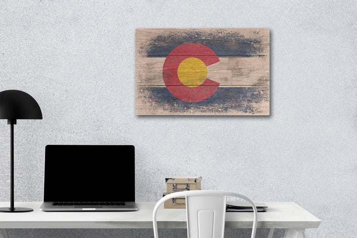 Colorado, State Flag, Rustic, Contour, Lantern Press Artwork, Wood Signs and Postcards Wood Lantern Press 