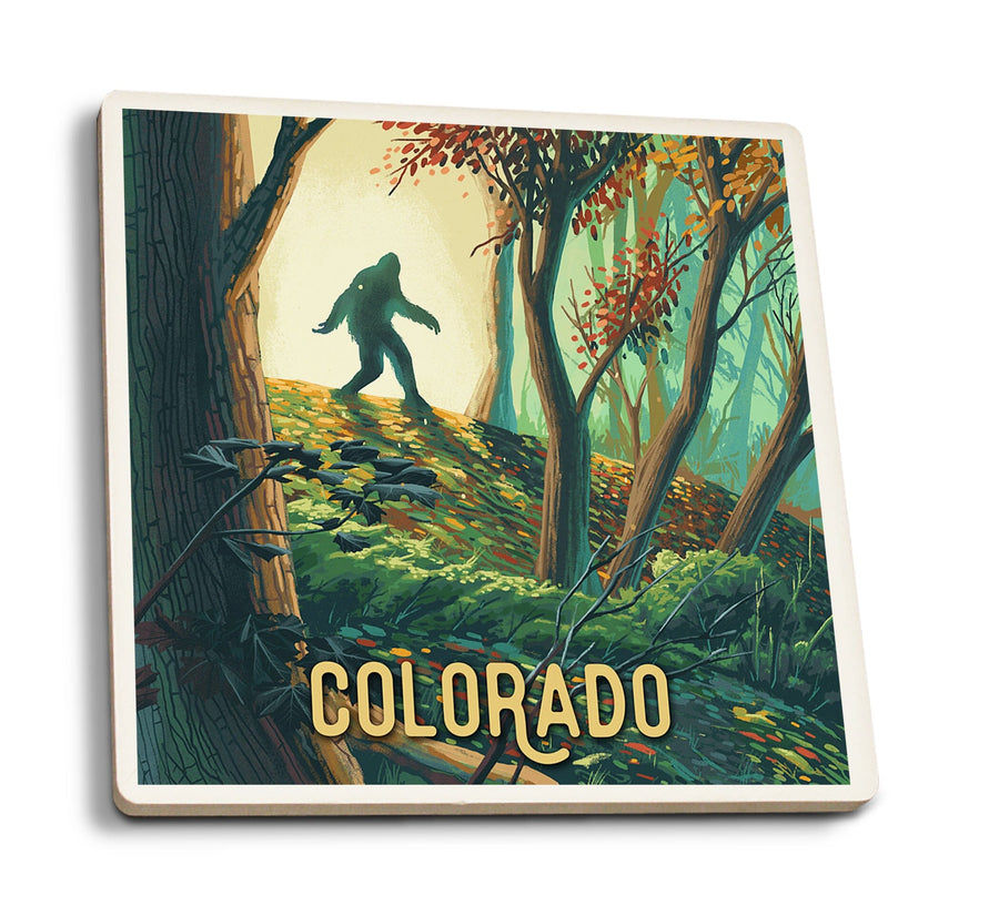 Colorado, Wanderer, Bigfoot in Forest Coasters Lantern Press 