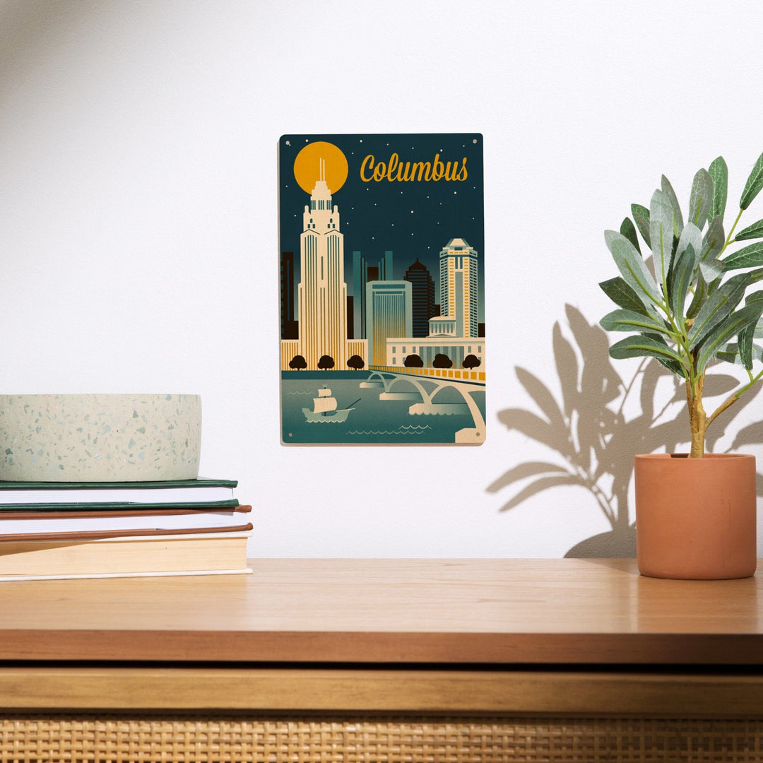 Columbus, Ohio, Retro Skyline Series, Lantern Press Artwork, Wood Signs and Postcards Wood Lantern Press 