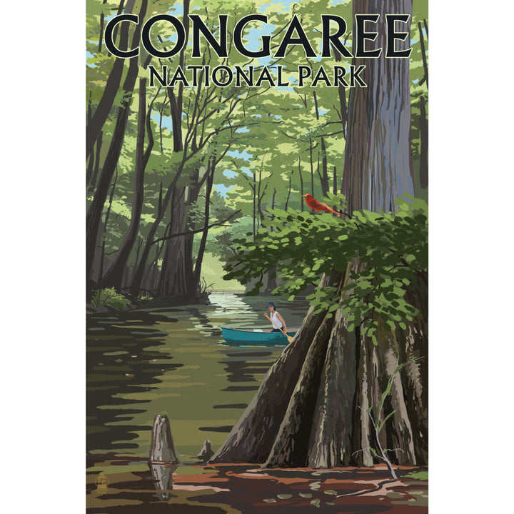 Congaree National Park, South Carolina, River View, Painterly Series, Lantern Press Artwork, Stretched Canvas Canvas Lantern Press 