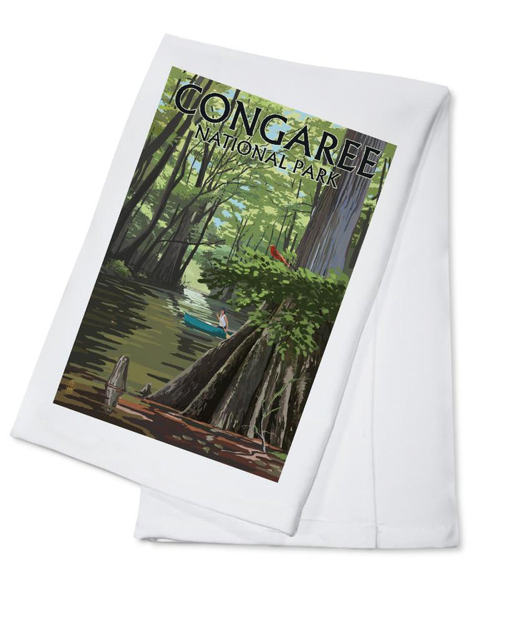 Congaree National Park, South Carolina, River View, Painterly Series, Lantern Press Artwork, Towels and Aprons Kitchen Lantern Press Cotton Towel 