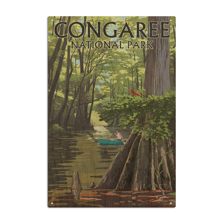 Congaree National Park, South Carolina, River View, Painterly Series, Lantern Press Artwork, Wood Signs and Postcards Wood Lantern Press 10 x 15 Wood Sign 