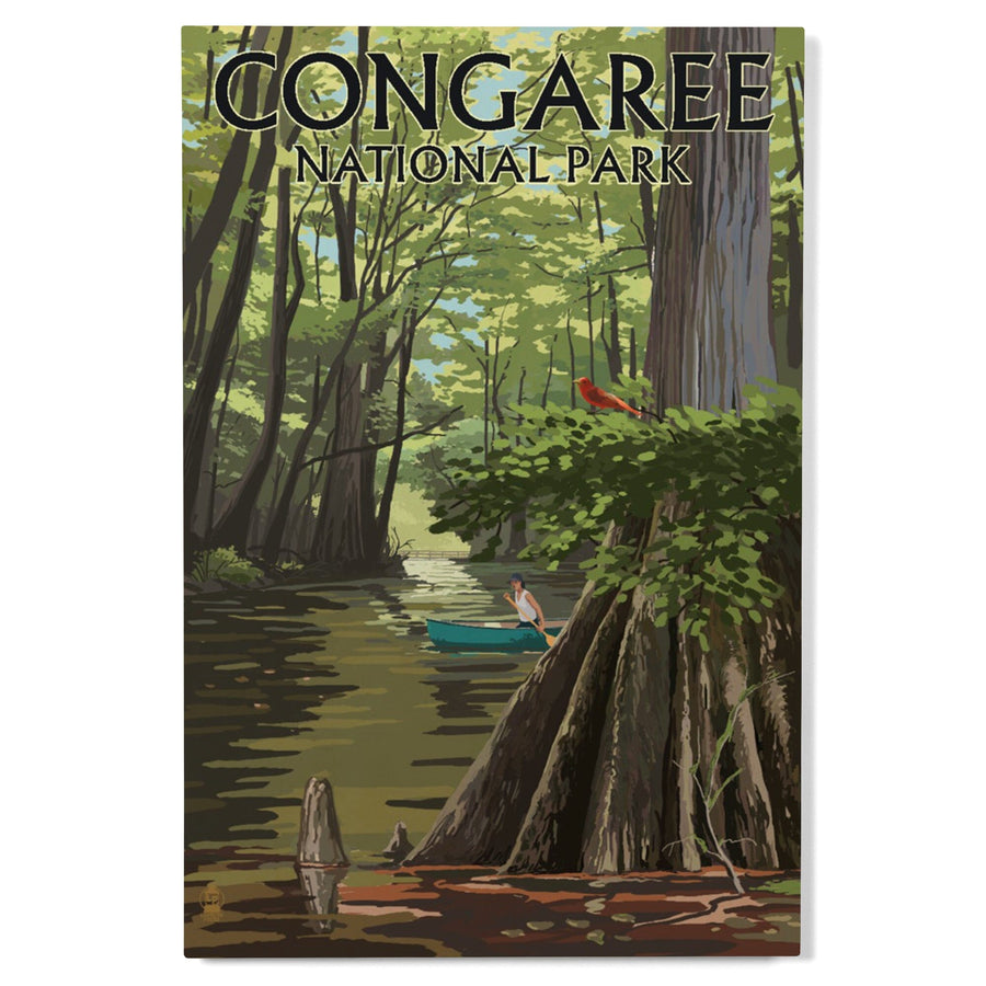 Congaree National Park, South Carolina, River View, Painterly Series, Lantern Press Artwork, Wood Signs and Postcards Wood Lantern Press 