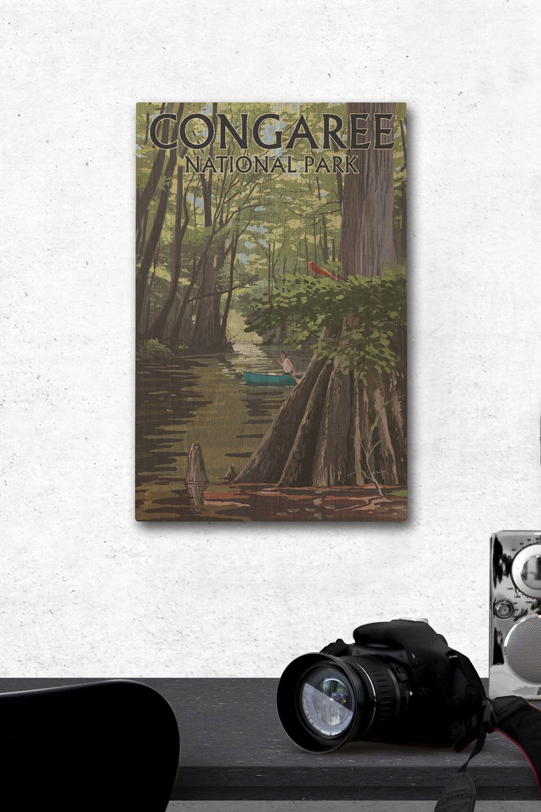 Congaree National Park, South Carolina, River View, Painterly Series, Lantern Press Artwork, Wood Signs and Postcards Wood Lantern Press 12 x 18 Wood Gallery Print 