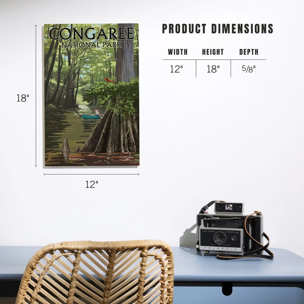 Congaree National Park, South Carolina, River View, Painterly Series, Lantern Press Artwork, Wood Signs and Postcards - Lantern Press