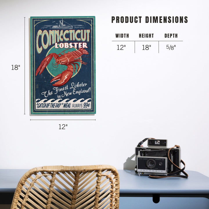 Connecticut, Lobster Shack Vintage Sign, Lantern Press Artwork, Wood Signs and Postcards Wood Lantern Press 
