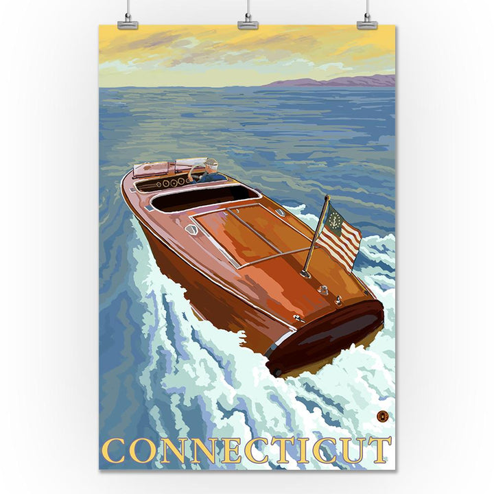 Connecticut, Wooden Boat, Lantern Press Artwork, Art Prints and Metal Signs Art Lantern Press 24 x 36 Giclee Print 