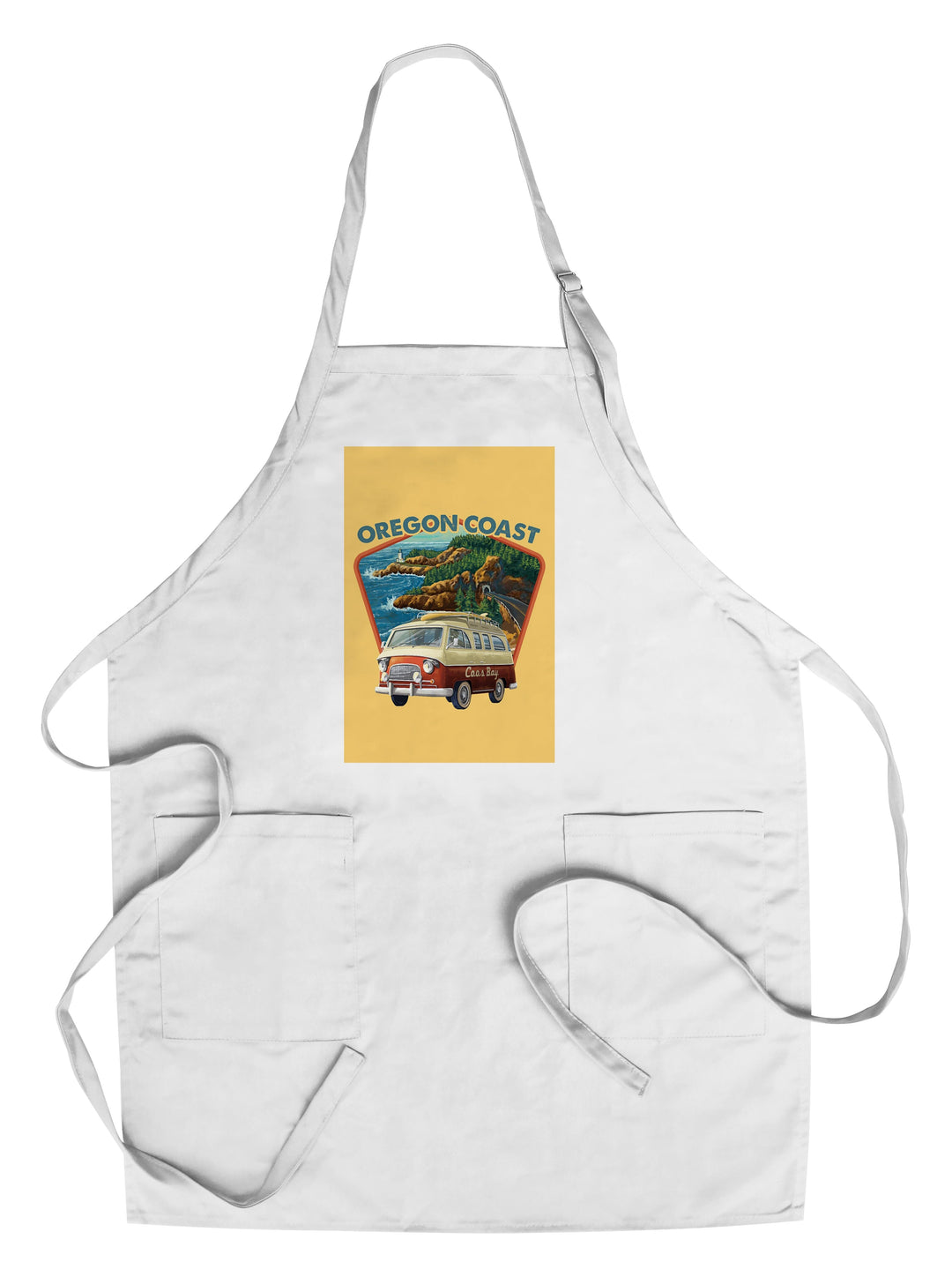 Coos Bay, Oregon, Camper Van, Cruise, Contour, Lantern Press Artwork Kitchen Lantern Press Chef's Apron 