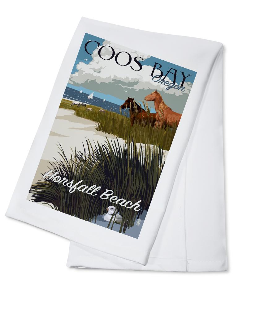 Coos Bay, Oregon, Horses and Dunes, Lantern Press Artwork, Towels and Aprons Kitchen Lantern Press 