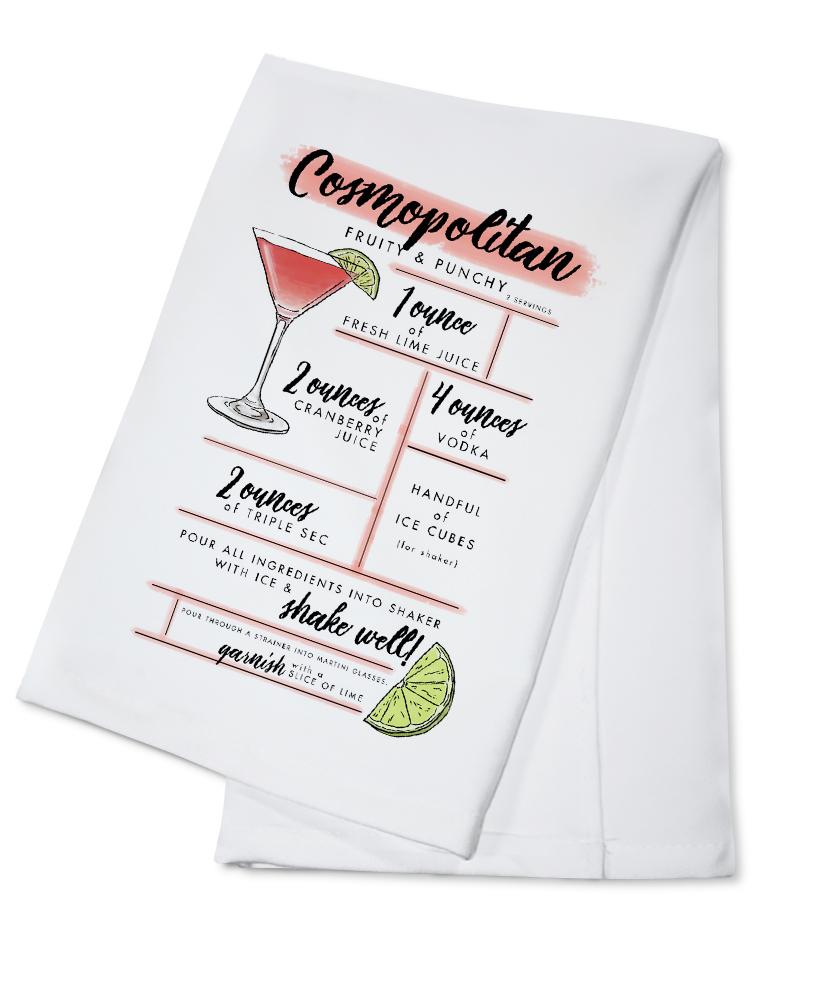 Cosmopolitan, Cocktail Recipe, Lantern Press Artwork, Towels and Aprons Kitchen Lantern Press Cotton Towel 