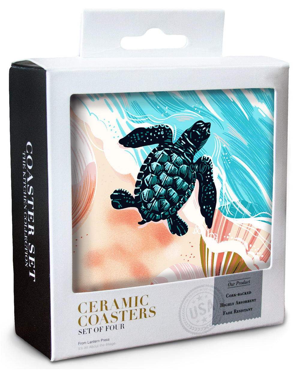 Courageous Explorer Collection, Turtle and Shells, Safely to Sea, Coaster Set Coasters Lantern Press 