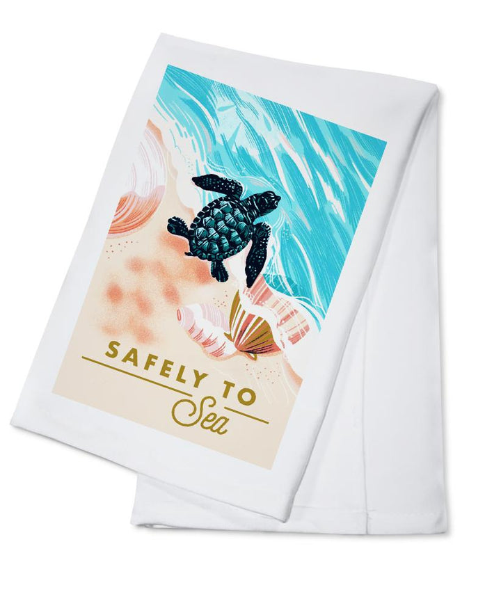 Courageous Explorer Collection, Turtle and Shells, Safely to Sea, Towels and Aprons Kitchen Lantern Press 