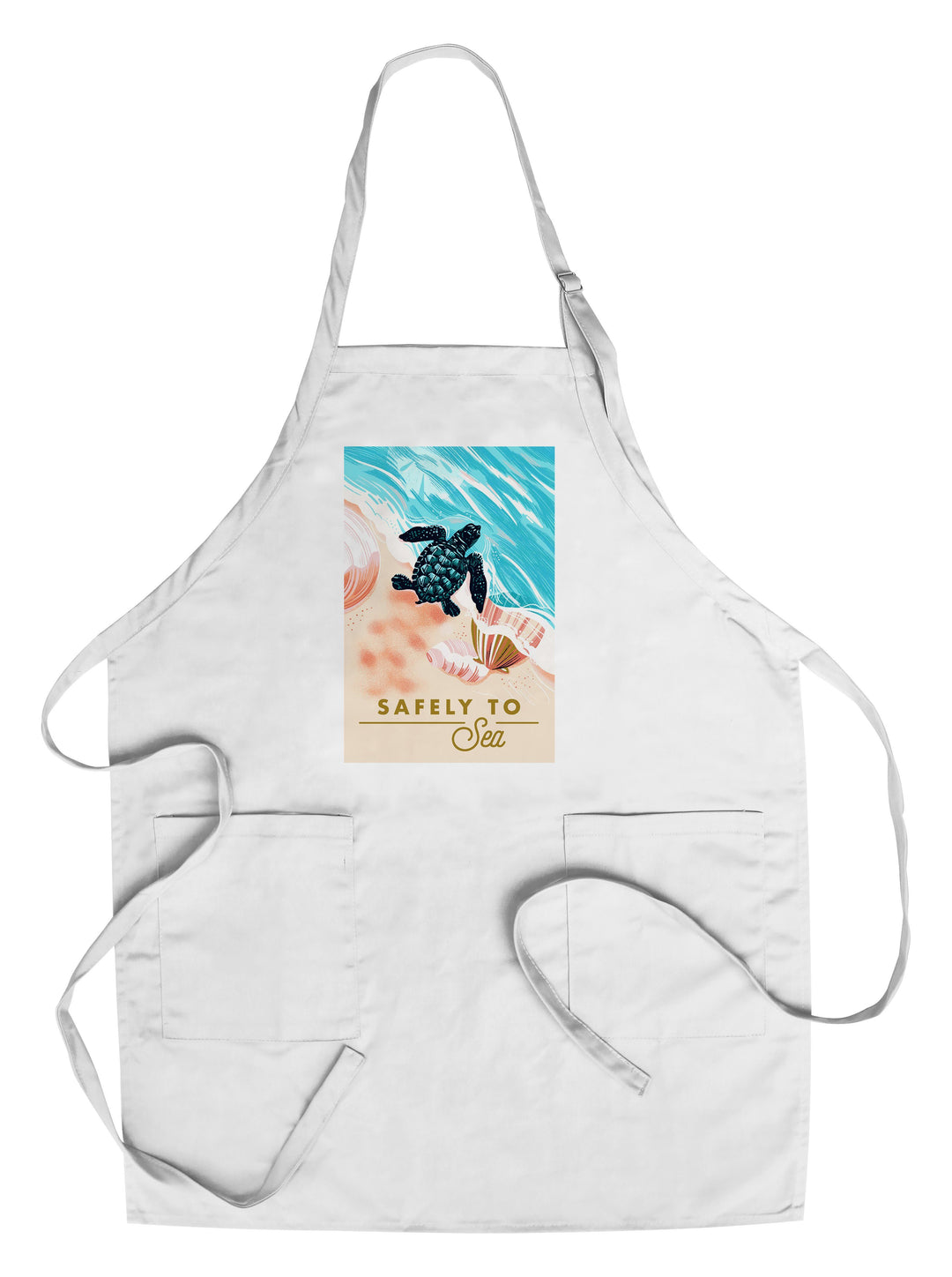 Courageous Explorer Collection, Turtle and Shells, Safely to Sea, Towels and Aprons Kitchen Lantern Press Chef's Apron 