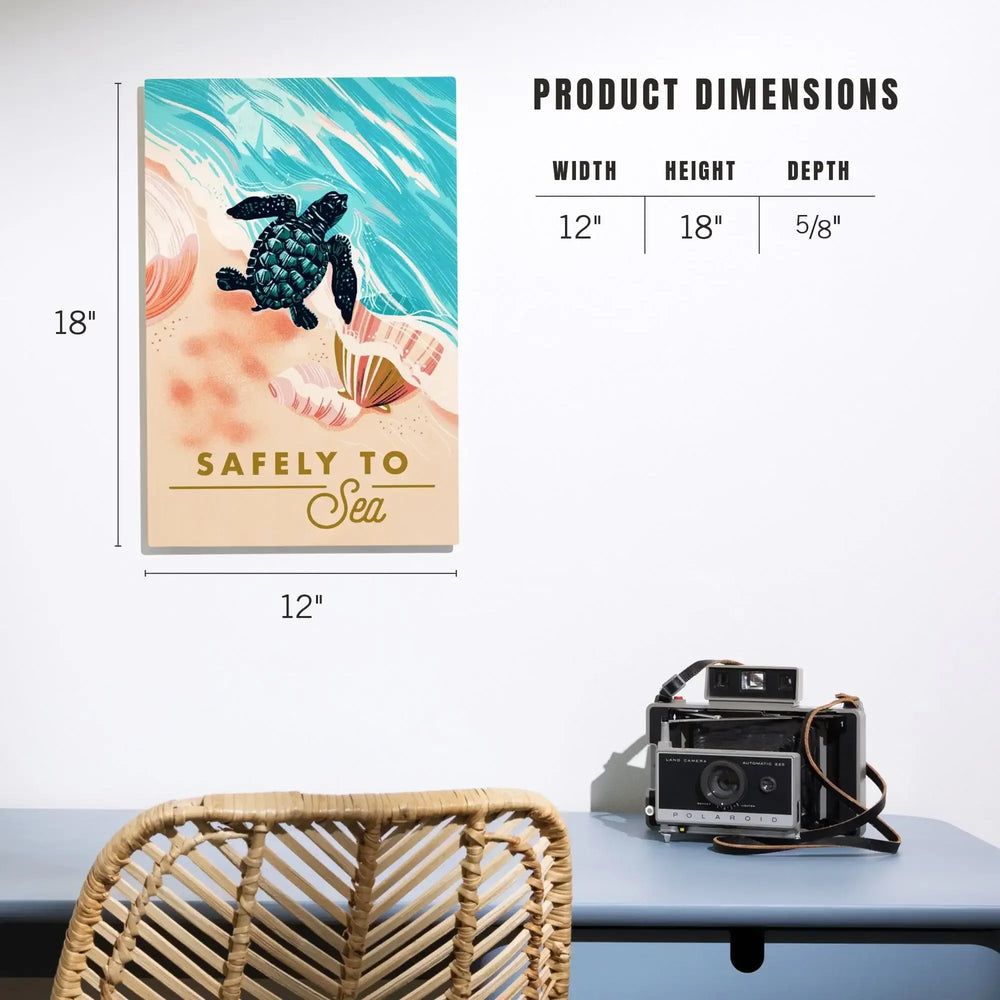 Courageous Explorer Collection, Turtle and Shells, Safely to Sea, Wood Signs and Postcards - Lantern Press