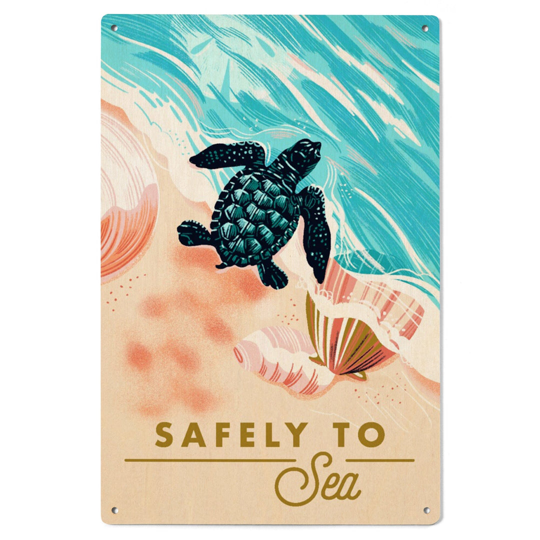 Courageous Explorer Collection, Turtle and Shells, Safely to Sea, Wood Signs and Postcards Wood Lantern Press 