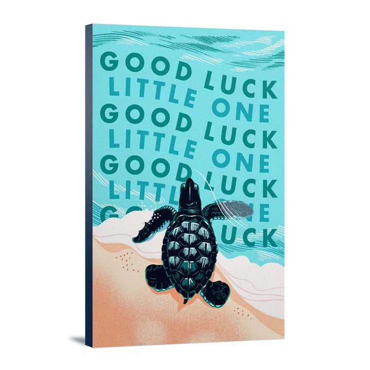 Courageous Explorer Collection, Turtle, Good Luck Little One, Stretched Canvas Canvas Lantern Press 16x24 Stretched Canvas 