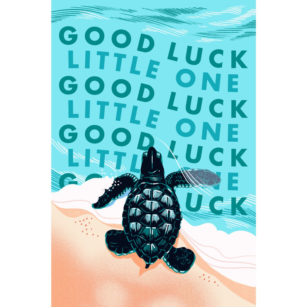 Courageous Explorer Collection, Turtle, Good Luck Little One, Stretched Canvas Canvas Lantern Press 