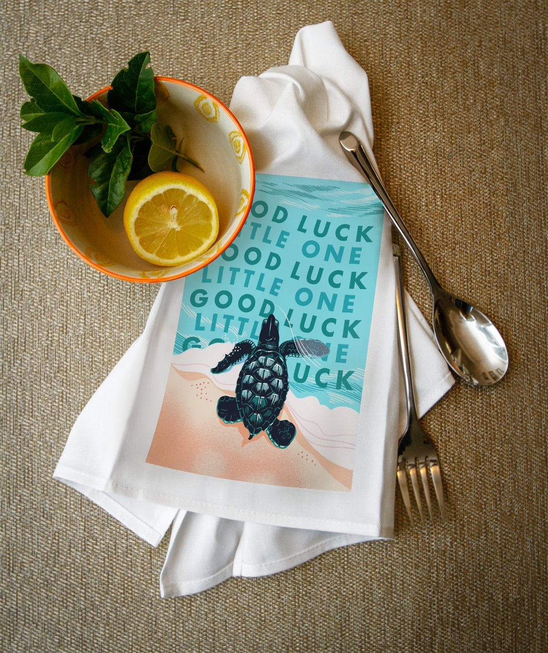 Courageous Explorer Collection, Turtle, Good Luck Little One, Towels and Aprons Kitchen Lantern Press 