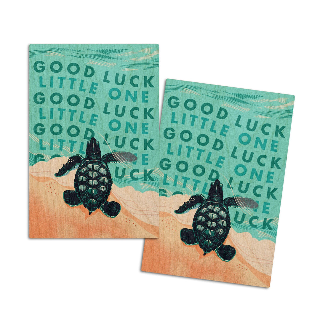 Courageous Explorer Collection, Turtle, Good Luck Little One, Wood Signs and Postcards Wood Lantern Press 4x6 Wood Postcard Set 