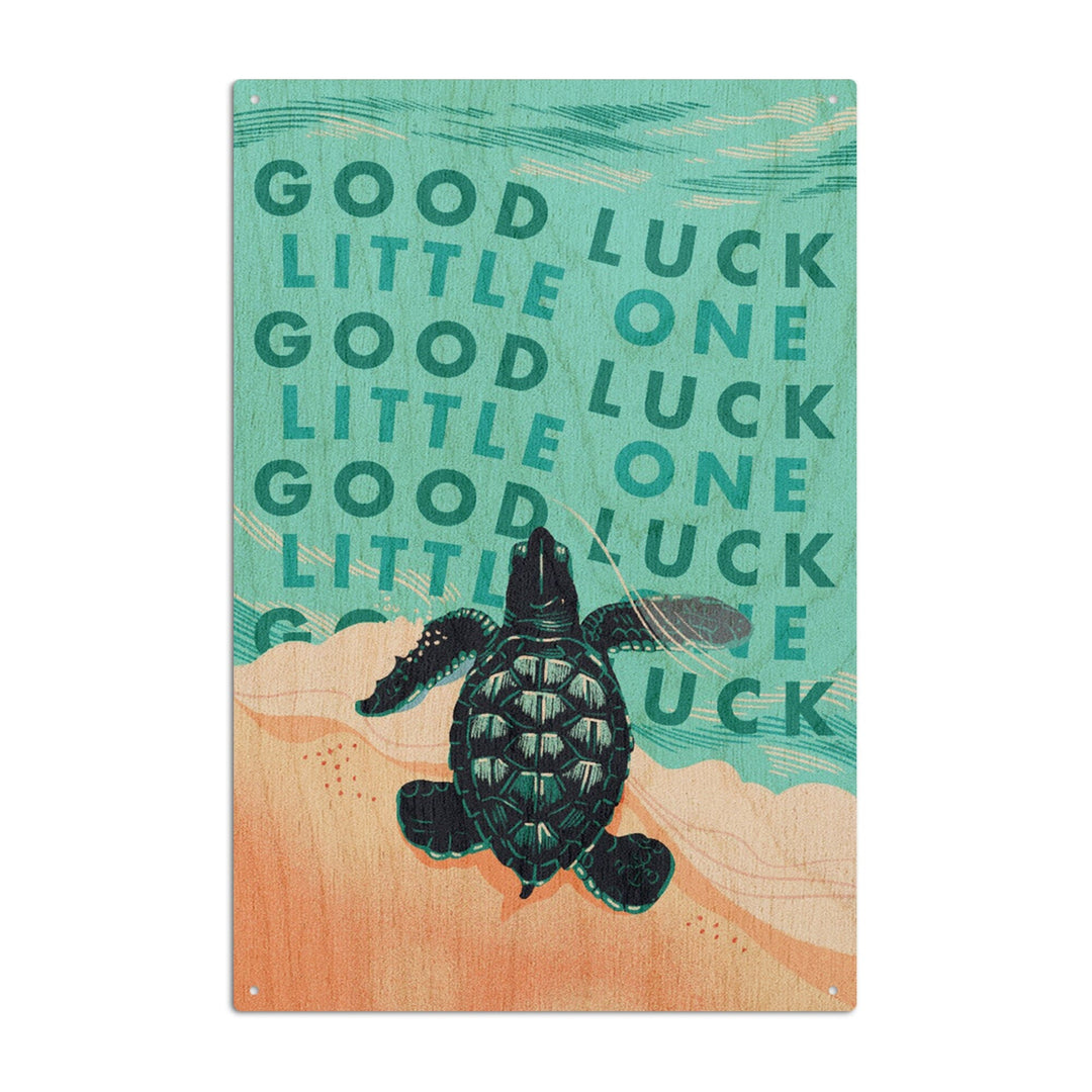Courageous Explorer Collection, Turtle, Good Luck Little One, Wood Signs and Postcards Wood Lantern Press 6x9 Wood Sign 