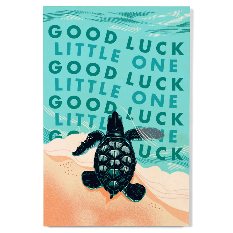 Courageous Explorer Collection, Turtle, Good Luck Little One, Wood Signs and Postcards Wood Lantern Press 