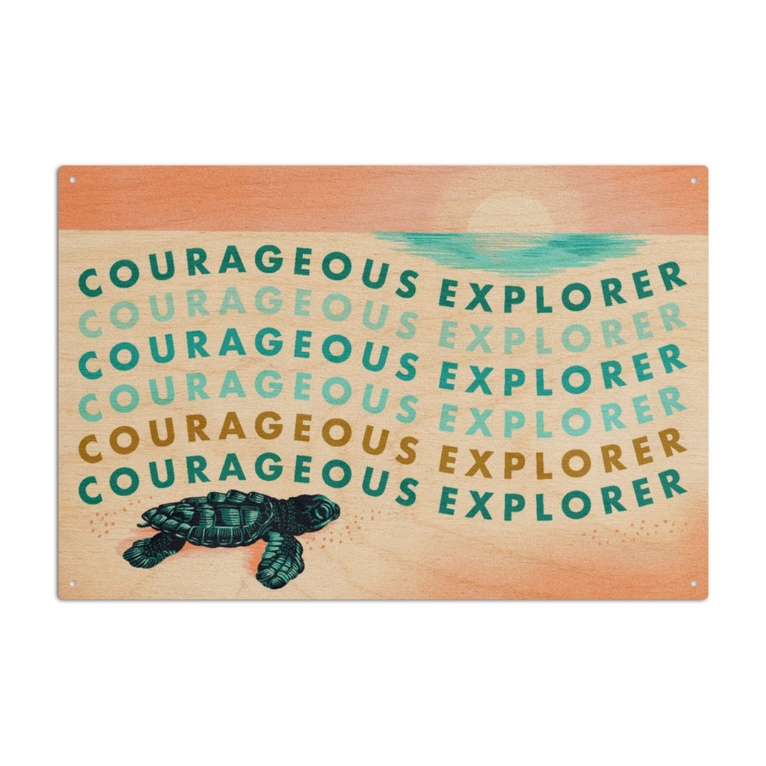 Courageous Explorer Collection, Turtle, Wood Signs and Postcards Wood Lantern Press 10 x 15 Wood Sign 