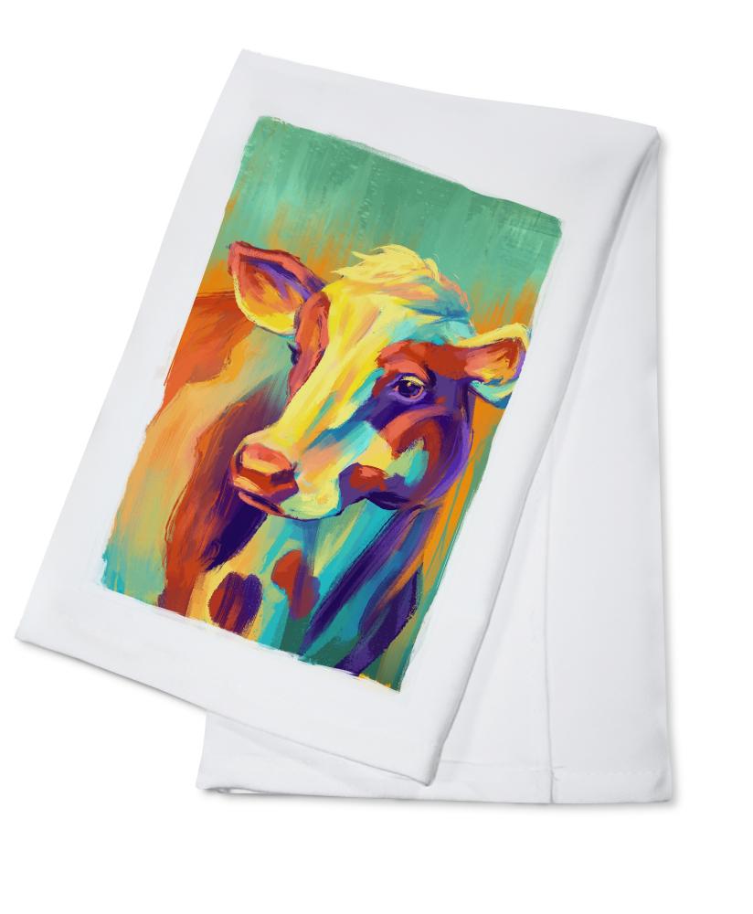 Cow, Vivid, Lantern Press Artwork, Towels and Aprons Kitchen Lantern Press 