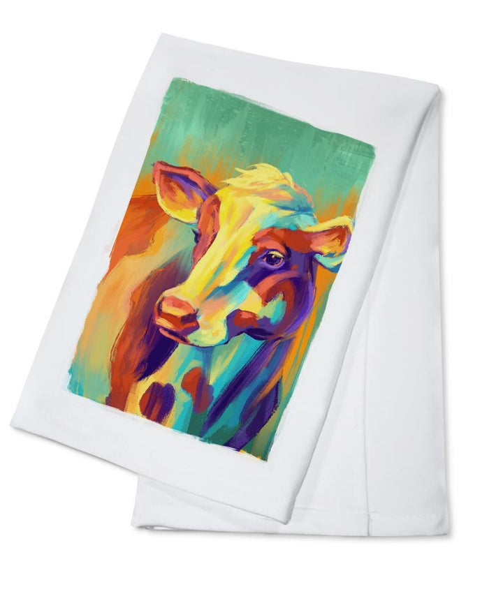 Cow, Vivid, Lantern Press Artwork, Towels and Aprons Kitchen Lantern Press Cotton Towel 