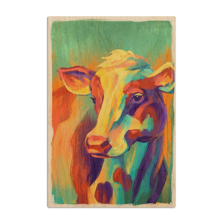 Cow, Vivid, Lantern Press Artwork, Wood Signs and Postcards Wood Lantern Press 10 x 15 Wood Sign 
