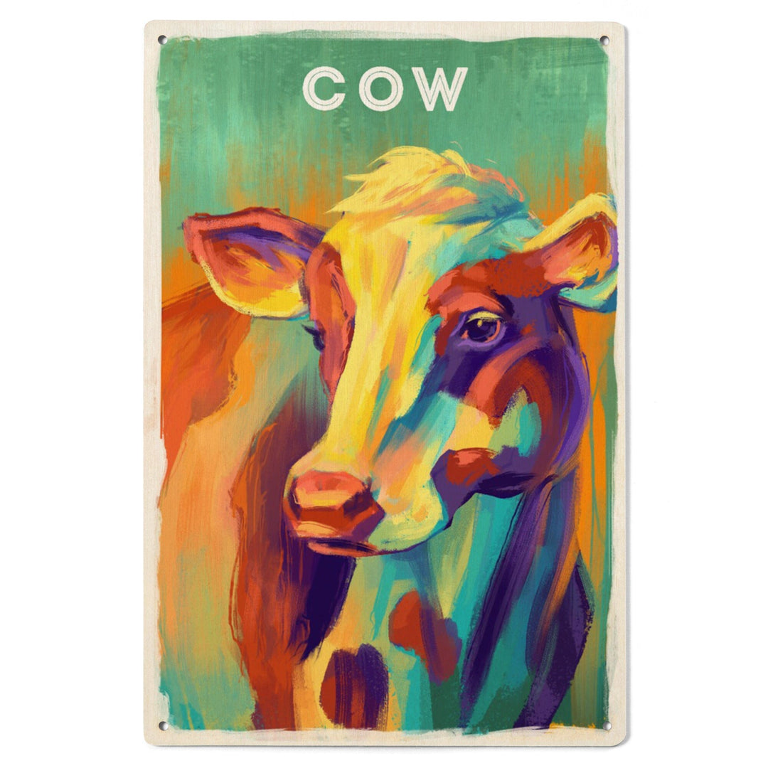 Cow, Vivid Series, Lantern Press Artwork, Wood Signs and Postcards Wood Lantern Press 