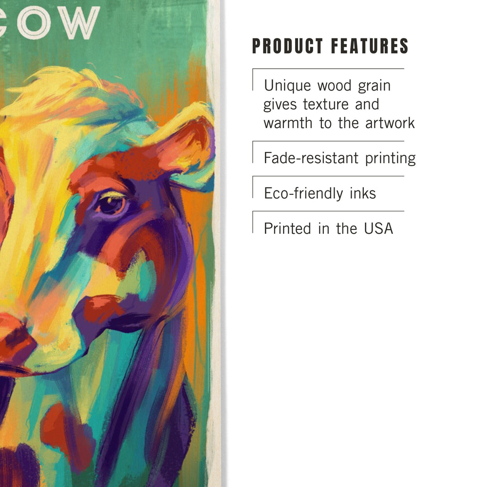 Cow, Vivid Series, Lantern Press Artwork, Wood Signs and Postcards Wood Lantern Press 