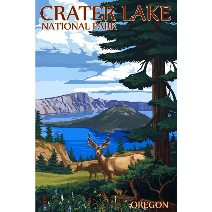 Crater Lake National Park, Oregon, Deer Family, Lantern Press Artwork, Ceramic Mug Lifestyle-Mug Lantern Press 