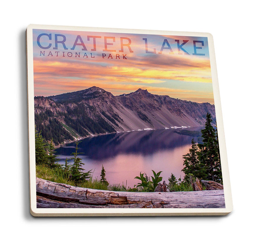 Crater Lake National Park, Oregon, Early Morning, Lantern Press Photography, Coaster Set Coasters Lantern Press 