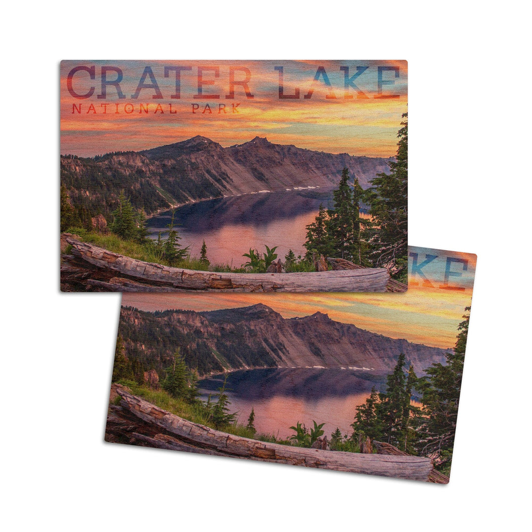 Crater Lake National Park, Oregon, Early Morning, Lantern Press Photography, Wood Signs and Postcards Wood Lantern Press 4x6 Wood Postcard Set 