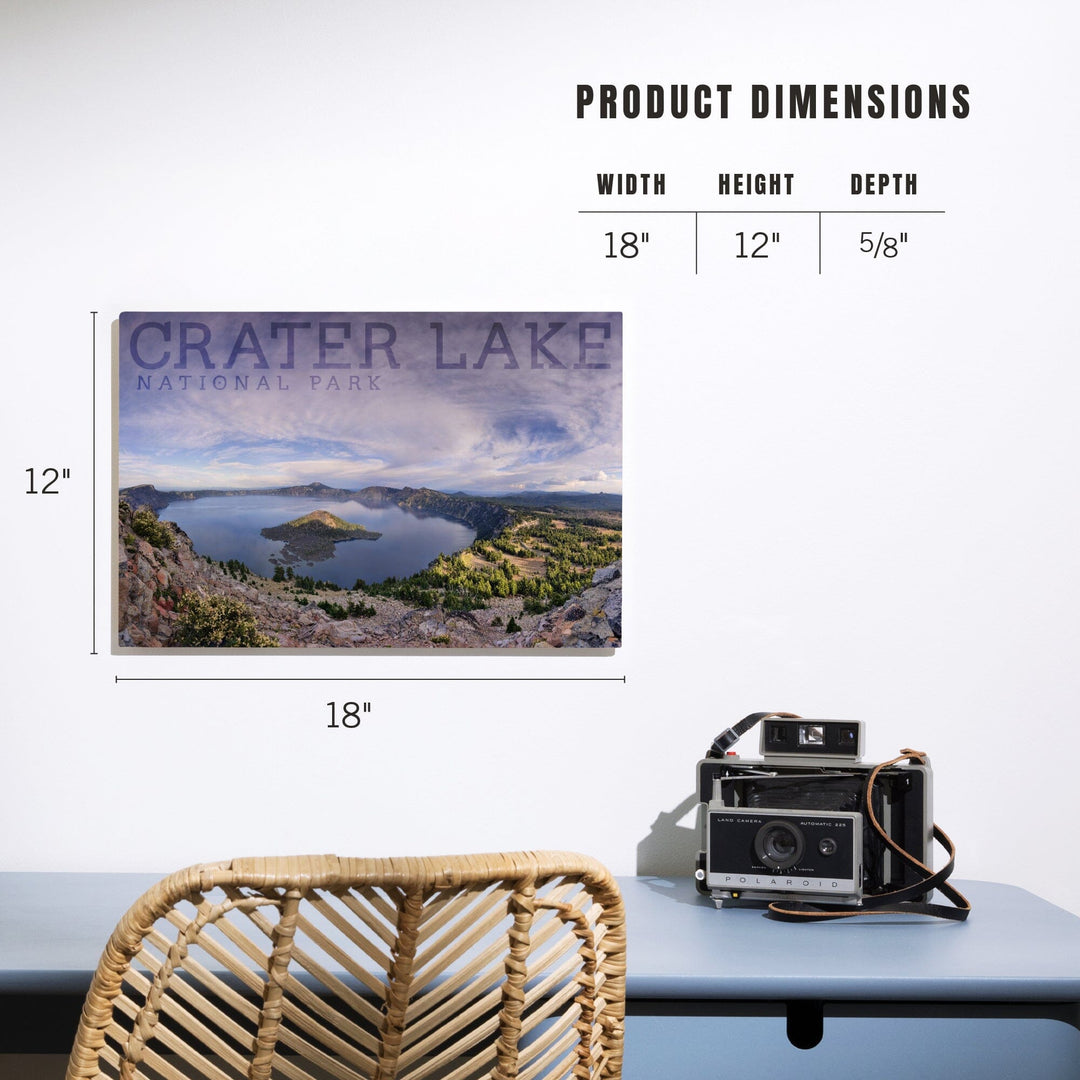 Crater Lake National Park, Oregon, Panoramic View, Lantern Press Photography, Wood Signs and Postcards Wood Lantern Press 