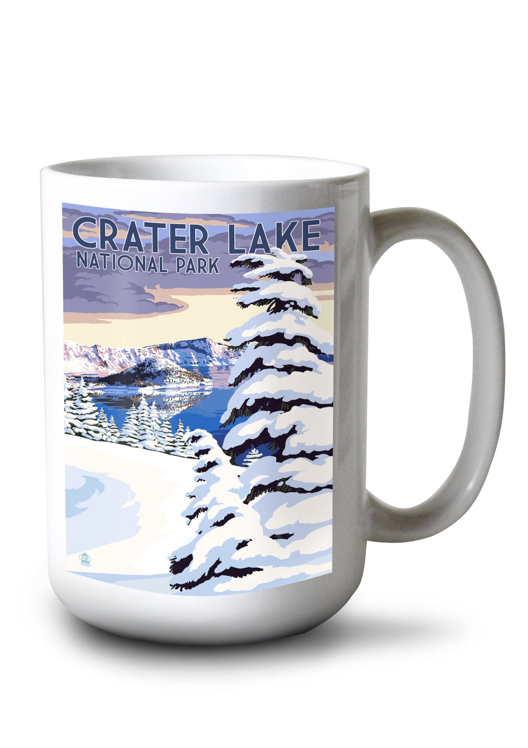 Crater Lake National Park, Oregon, Winter Scene, Painterly National Park Series, Lantern Press Artwork, Ceramic Mug Lifestyle-Mug Lantern Press 