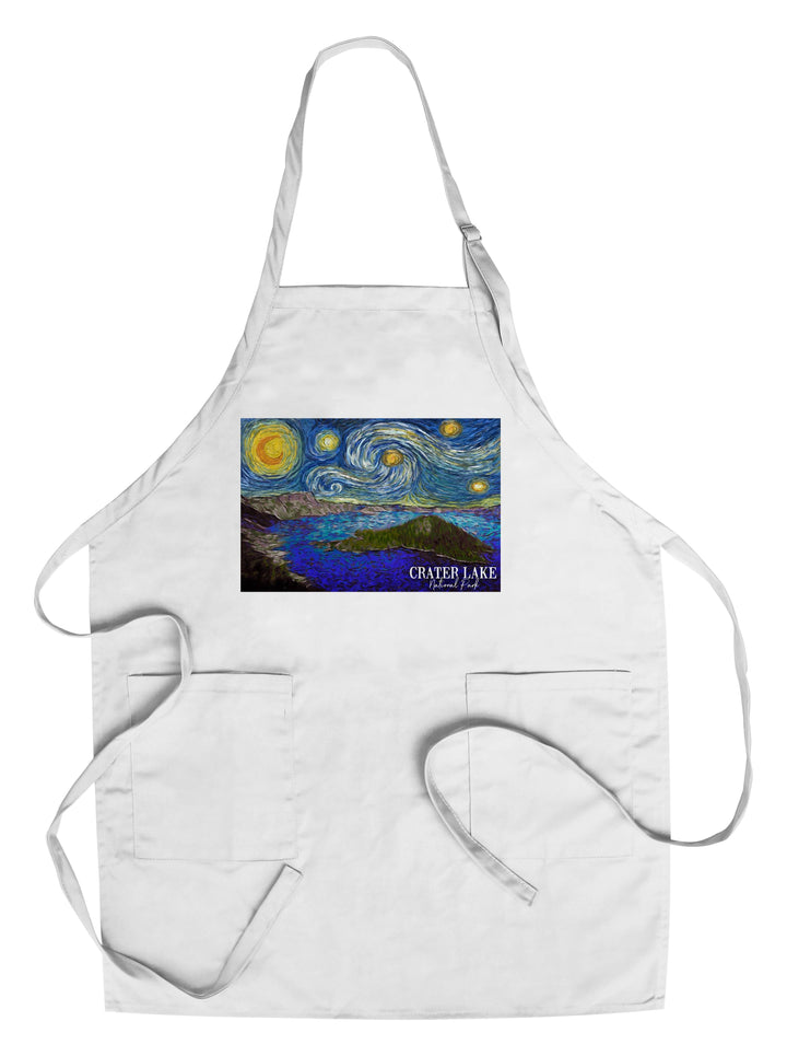Crater Lake National Park, Starry Night National Park Series, Lantern Press Artwork, Towels and Aprons Kitchen Lantern Press Chef's Apron 
