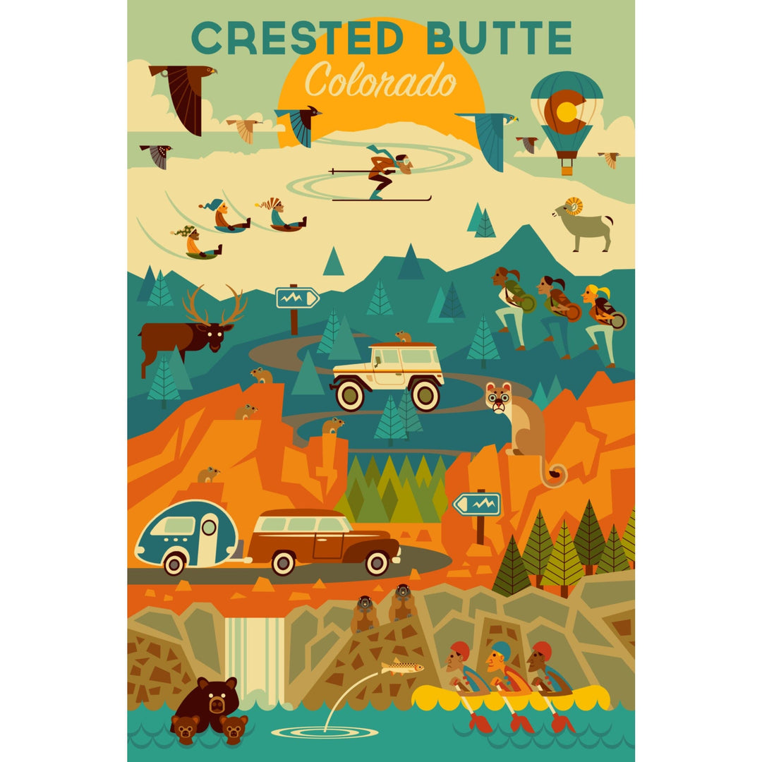 Crested Butte, Colorado, Geometric, Lantern Press Artwork Kitchen Lantern Press 