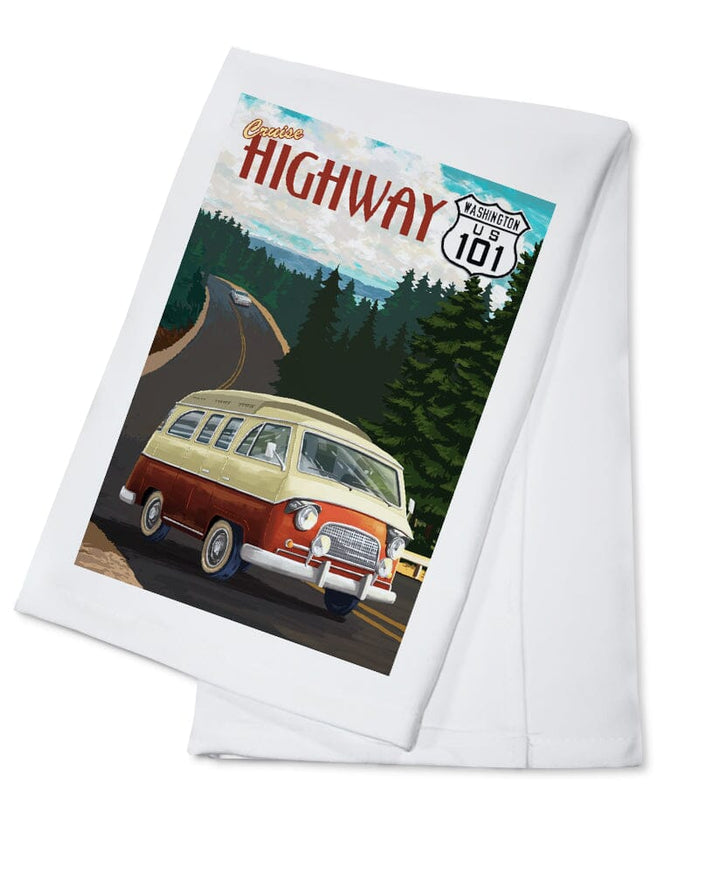 Cruise Highway 101, Washington, Camper Van, Lantern Press Poster Kitchen Lantern Press Cotton Towel 